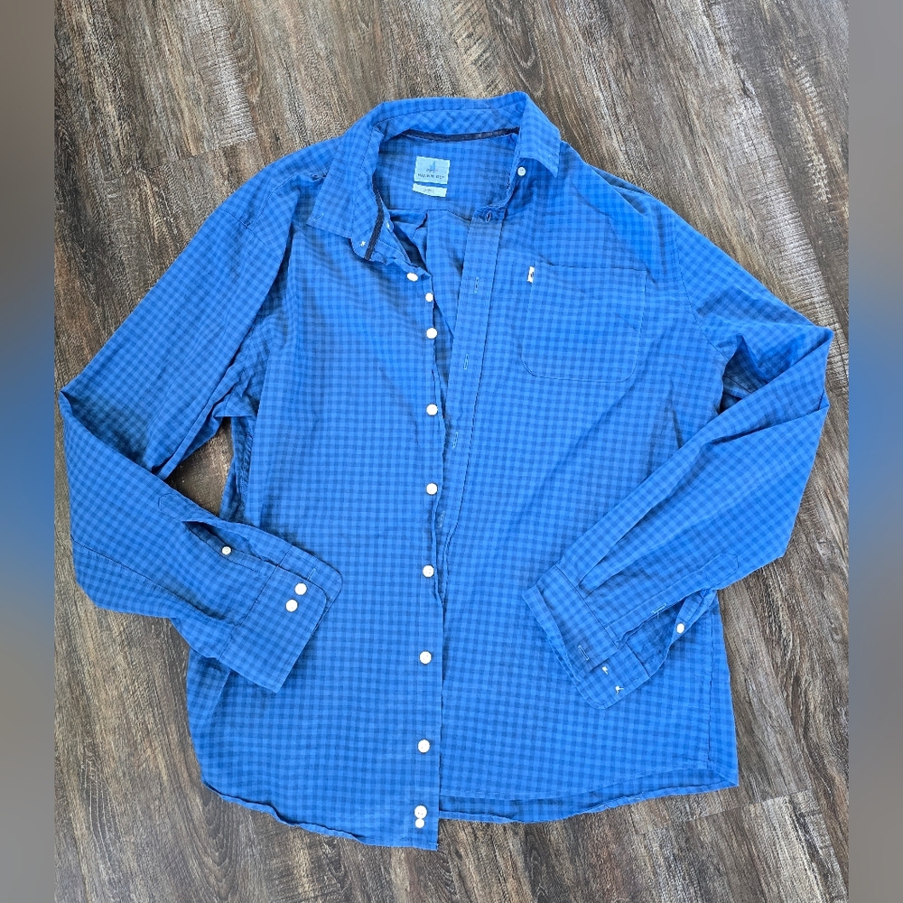 Johnnie-O Blue Checkered Button-Up Large